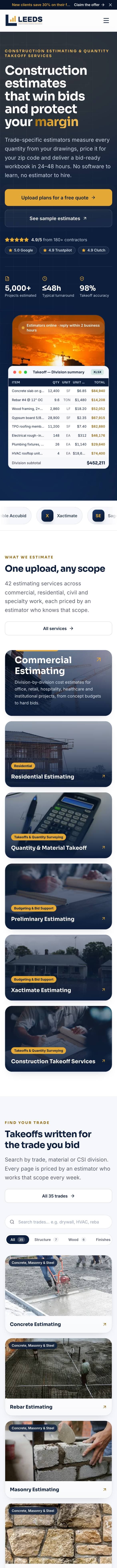 LEEDS Estimating on mobile