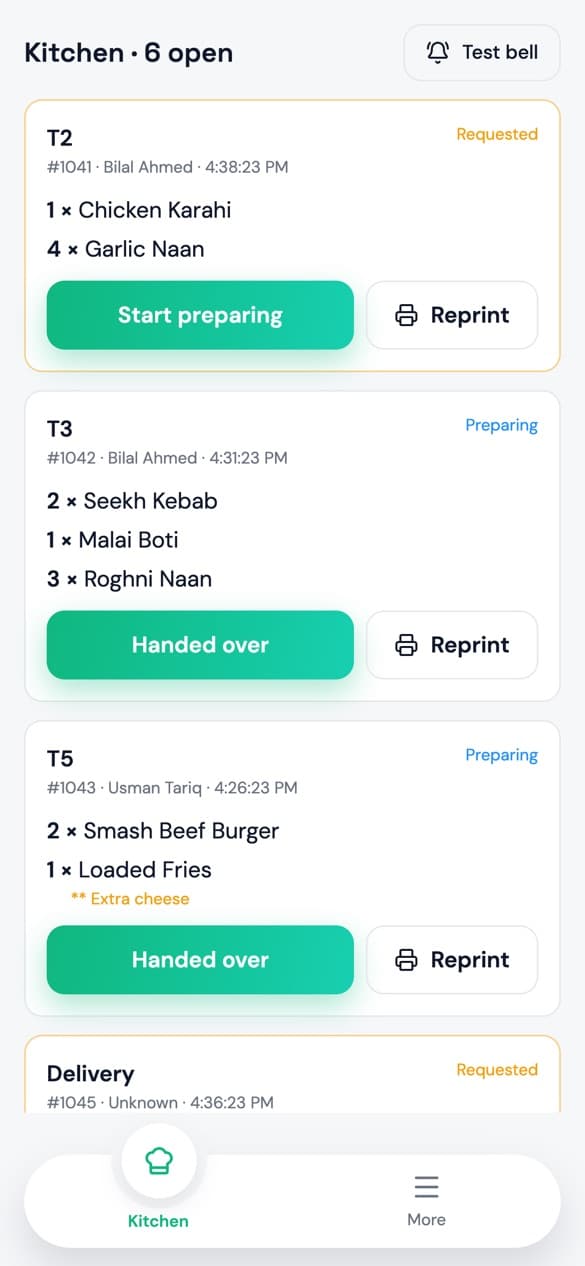 TapnTrade Mobile — Kitchen