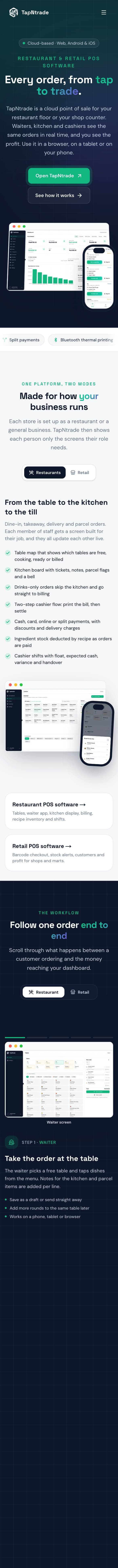 TapnTrade Website on mobile